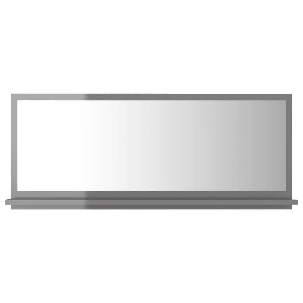 Vidaxl Kúpeľňové zrkadlo, lesklé sivé 90x10,5x37 cm, kompozitné drevo